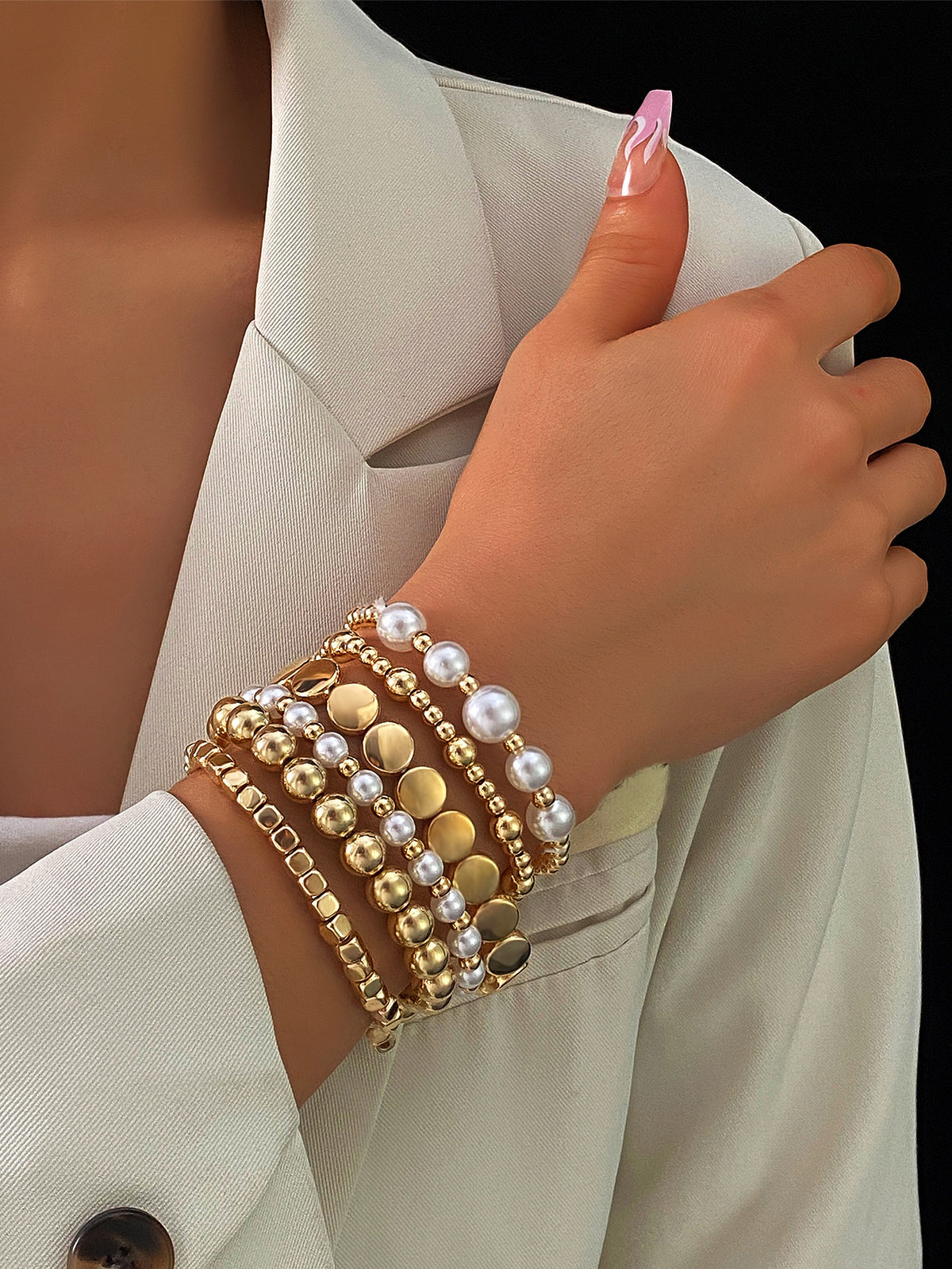Set 1# Alloy Beaded Bracelet Set