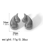 Fashion Silver Stainless Steel Double Layer Water Drop Earrings