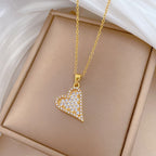 Necklace Stainless Steel Diamond-encrusted Heart Necklace