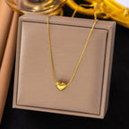 Gold-colored Teardrop Earrings 2025 High-end Steel Necklace Earring Set