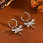 Silver White Diamond Necklace Stainless Steel Diamond-encrusted Dragonfly Necklace