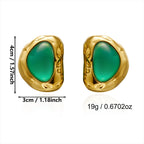 Golden Wings Vintage Texture Statement Gold Geometric Stainless Steel Earrings