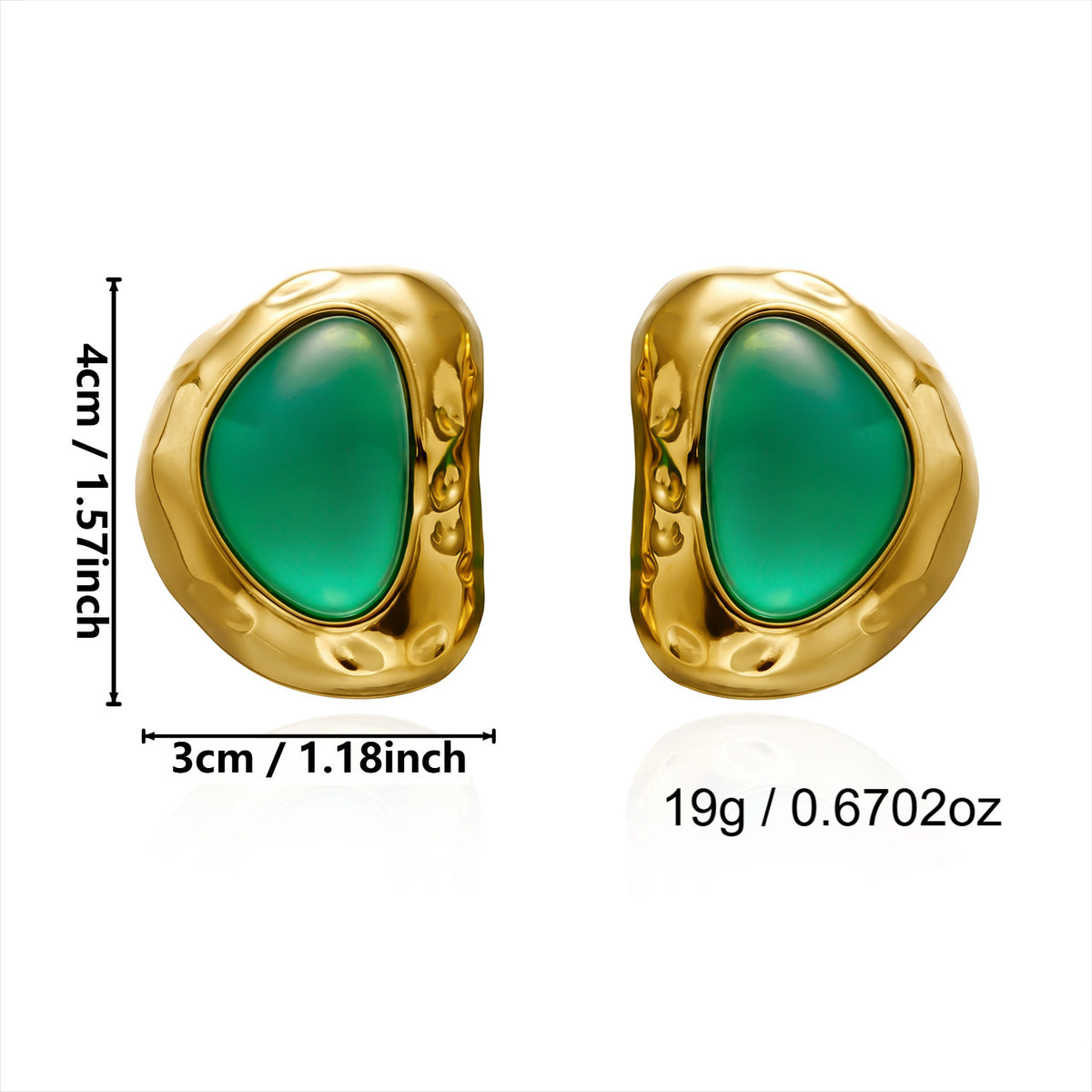 Golden Wings Vintage Texture Statement Gold Geometric Stainless Steel Earrings