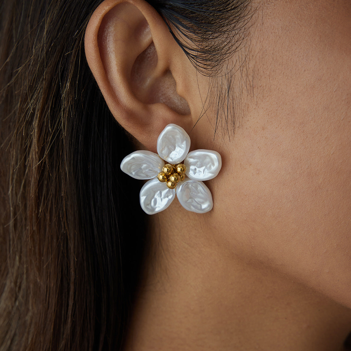 Earrings 3# Stainless Steel Petal Earrings