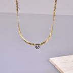 Combination Stainless Steel Diamond-encrusted Heart Necklace And Bracelet Set