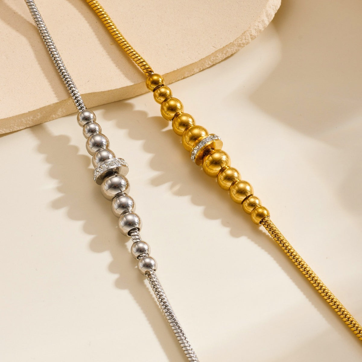 Silver Stainless Steel Beaded Bracelet
