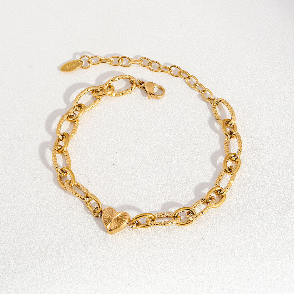 Gold Stainless Steel Heart Bracelet