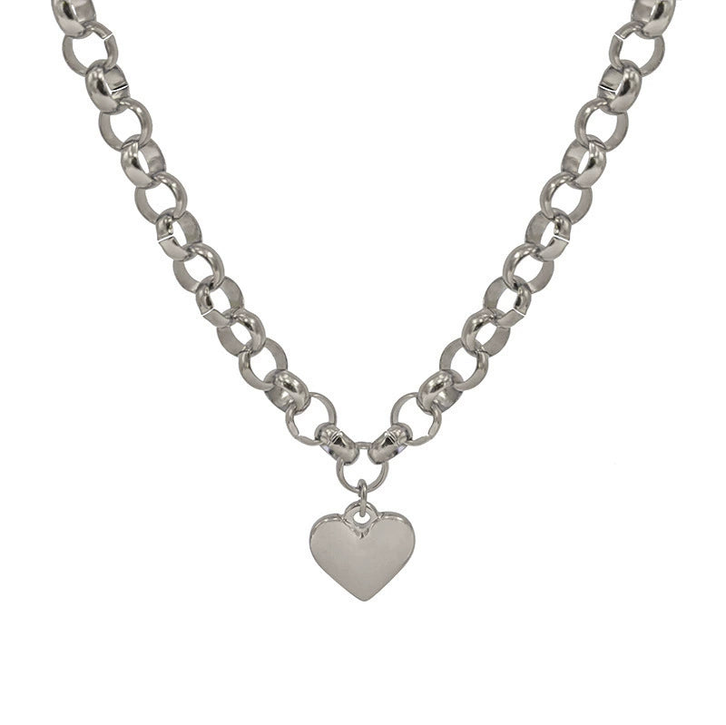¡¾h1225¡¿ot Clasp Heart Necklace (gold) Polished Heart Pendant Titanium Steel Bracelet Ot Necklace