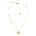 Silver Stainless Steel Heart Necklace Earring Set