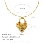 Colored Zirconium Love Mama Pendant Necklace-gold Stainless Steel Diamond Heart Necklace
