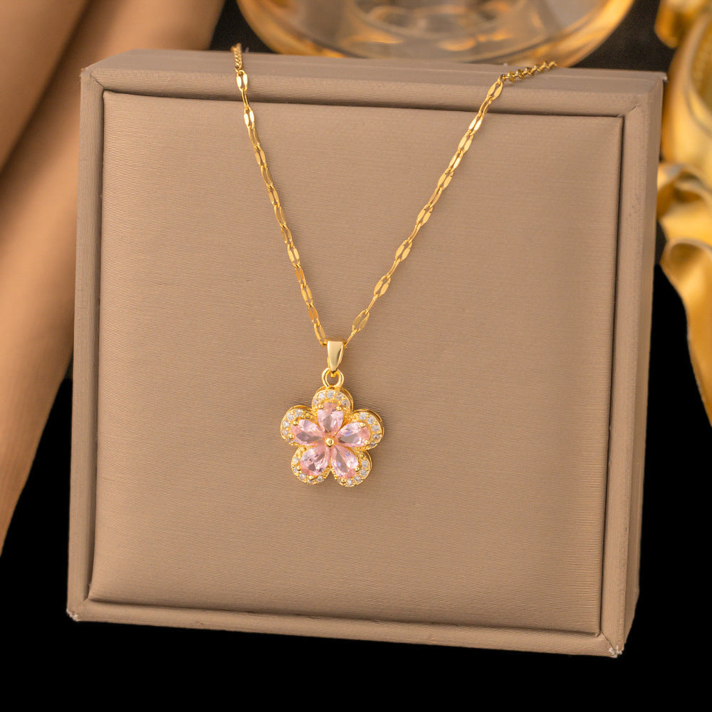 Black And White Four-leaf Clover Box Chain Necklace 2025 Sparkling Zircon Luxury Choker Necklace
