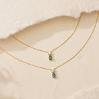 April + Transparency Titanium Steel Diamond-encrusted Teardrop Necklace