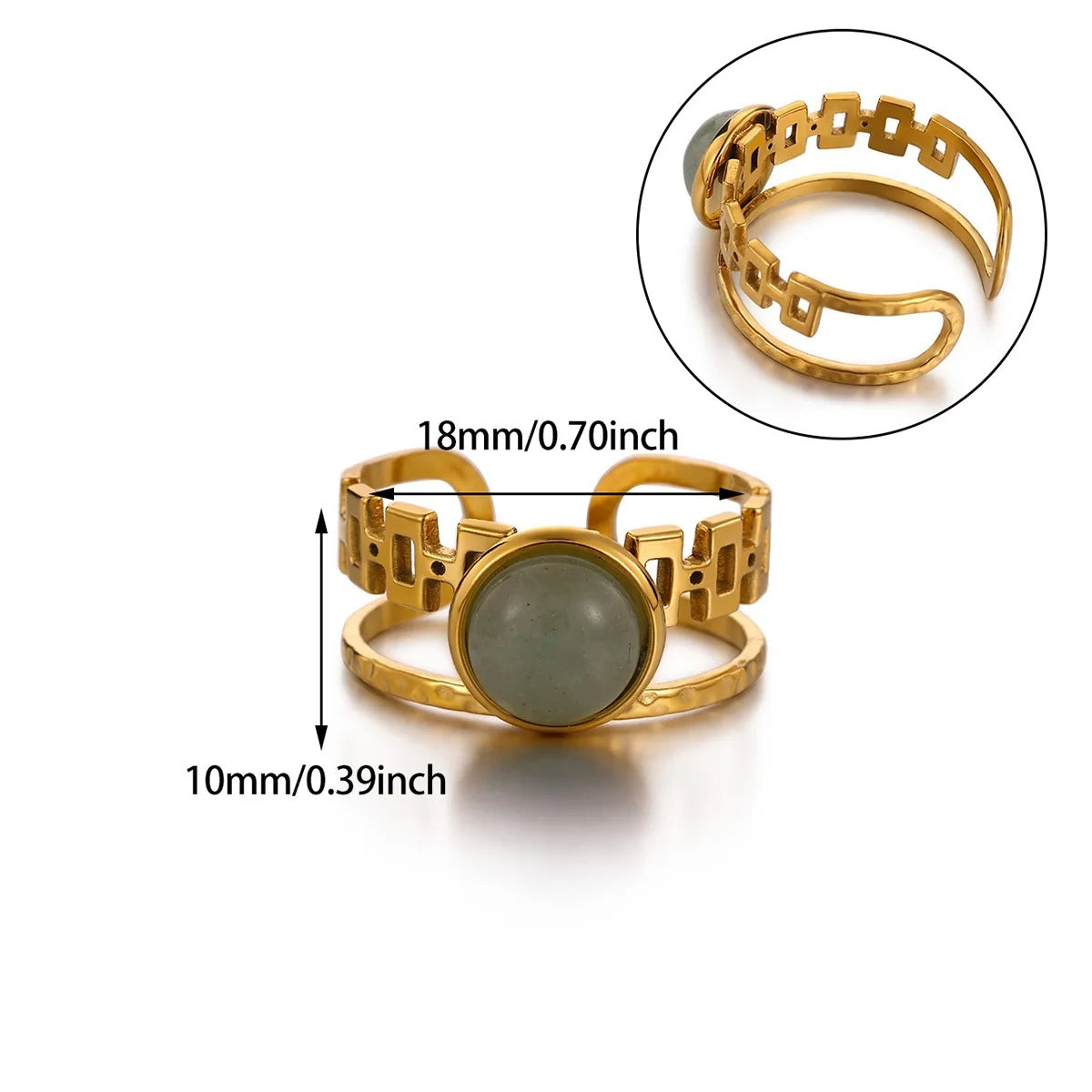 Ring #1 304 Stainless Steel Natural Stone Shaped Ring