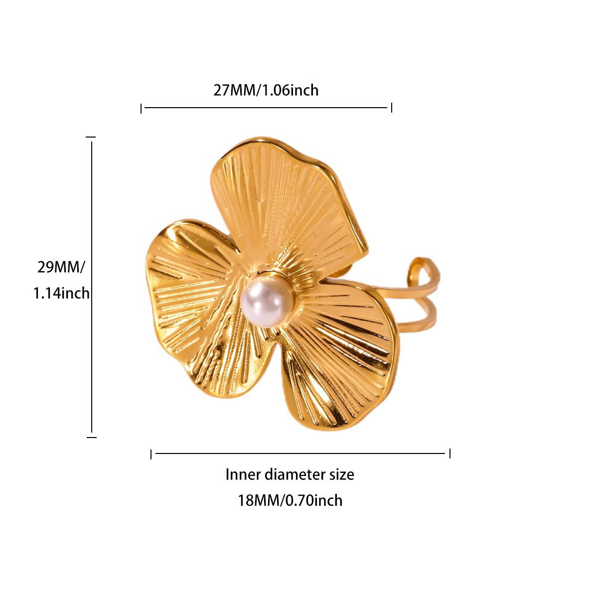 Ring #8 304 Stainless Steel Flower Ring