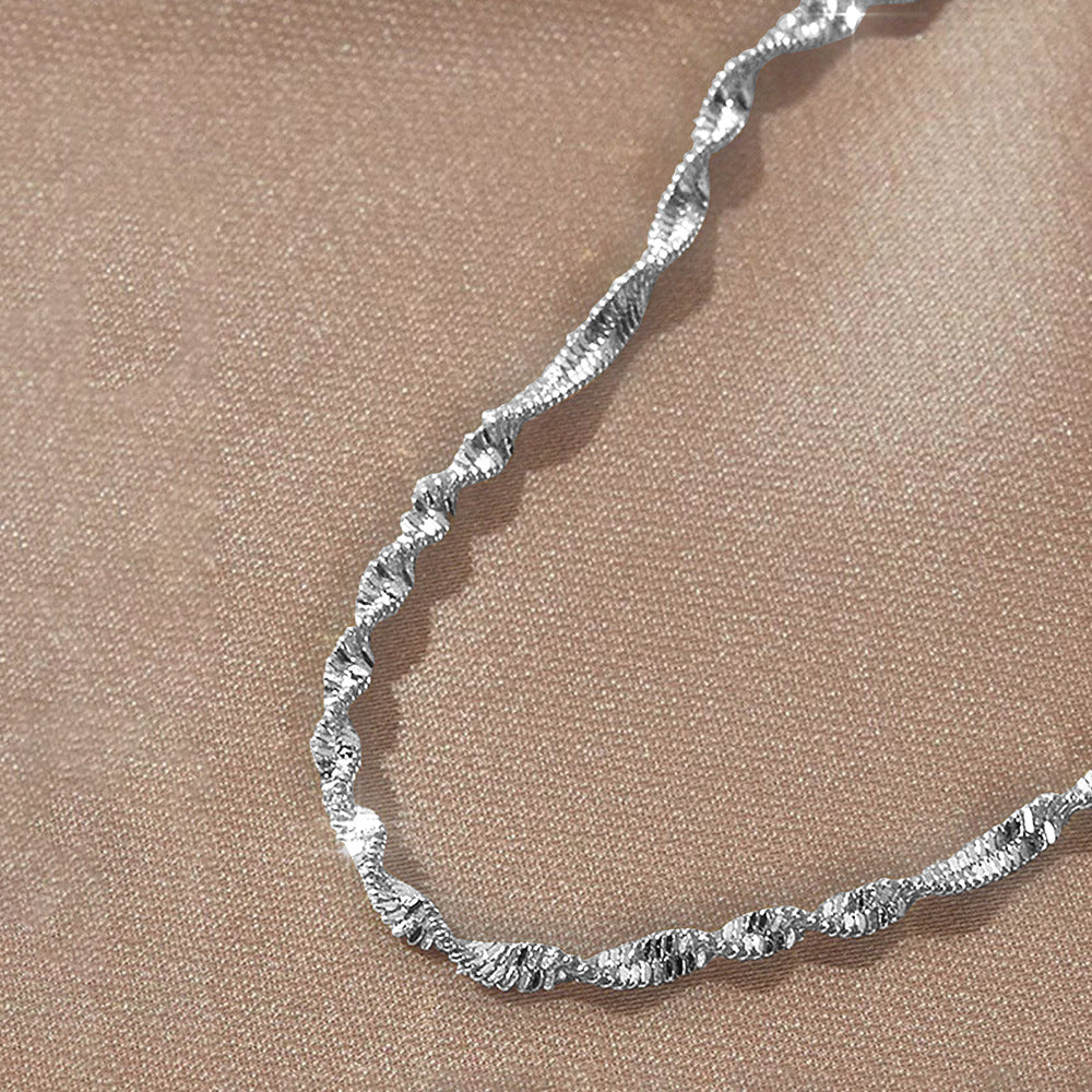 Silver Stainless Steel Gold-plated Water Wave Chain Bracelet