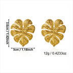 Green Resin Inlay Vintage Texture Statement Gold Geometric Stainless Steel Earrings