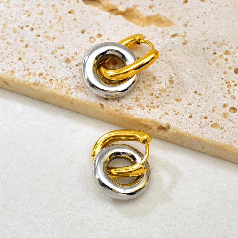 Color Separation Stainless Steel Hoop Earrings