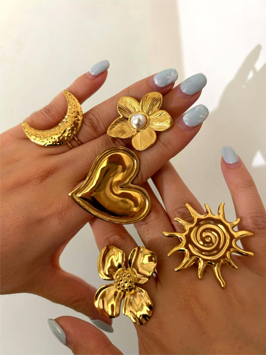 Golden Love Heart Stainless Steel Heart Ring