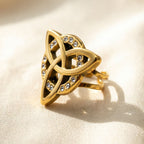 18k Gold 18k Gold Steel Geometric Hollow Zircon Ring