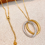 Two-tone 2# Stainless Steel Oval Necklace