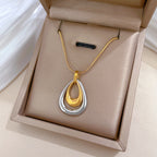 Fashion Gold And Silver Stainless Steel Double Layer Teardrop Necklace