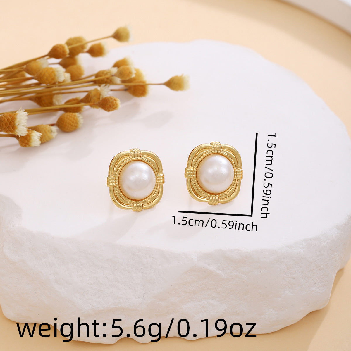 Earring #9 Bowknot Texture Pearl Metal Style Studs
