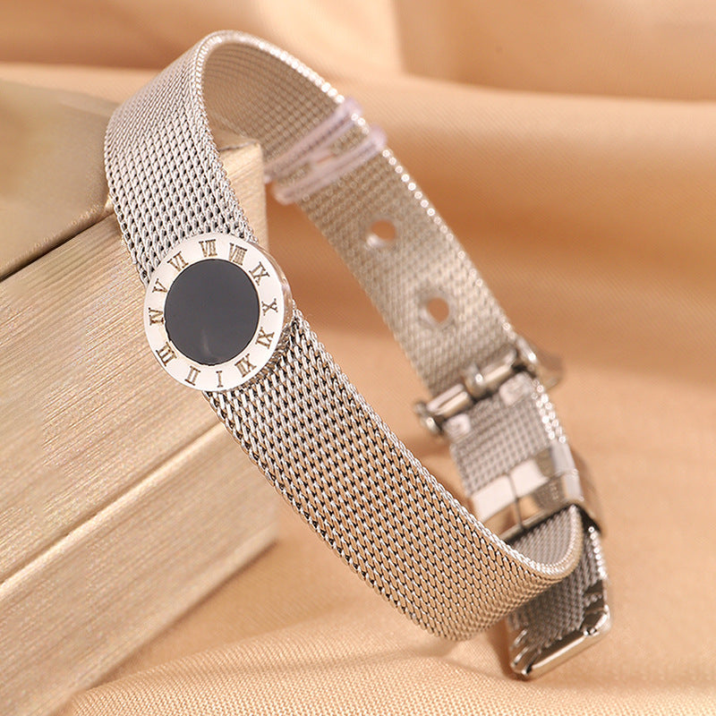 Silver Roman Shell Strap Stainless Steel Watch Straps And Bracelets