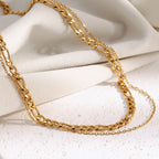Double Layer Necklace-gold Stainless Steel Double Chain Necklace