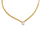 Gold Water Drop Stone Necklace 304 Stainless Steel Teardrop-shaped Necklace With Diamonds