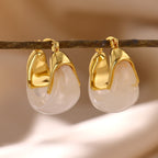 Earring #5 Irregular Resin Amber 18k Steel Earrings