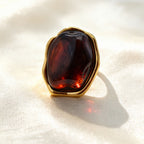 White Oversized Resin Stainless Steel Statement Ring