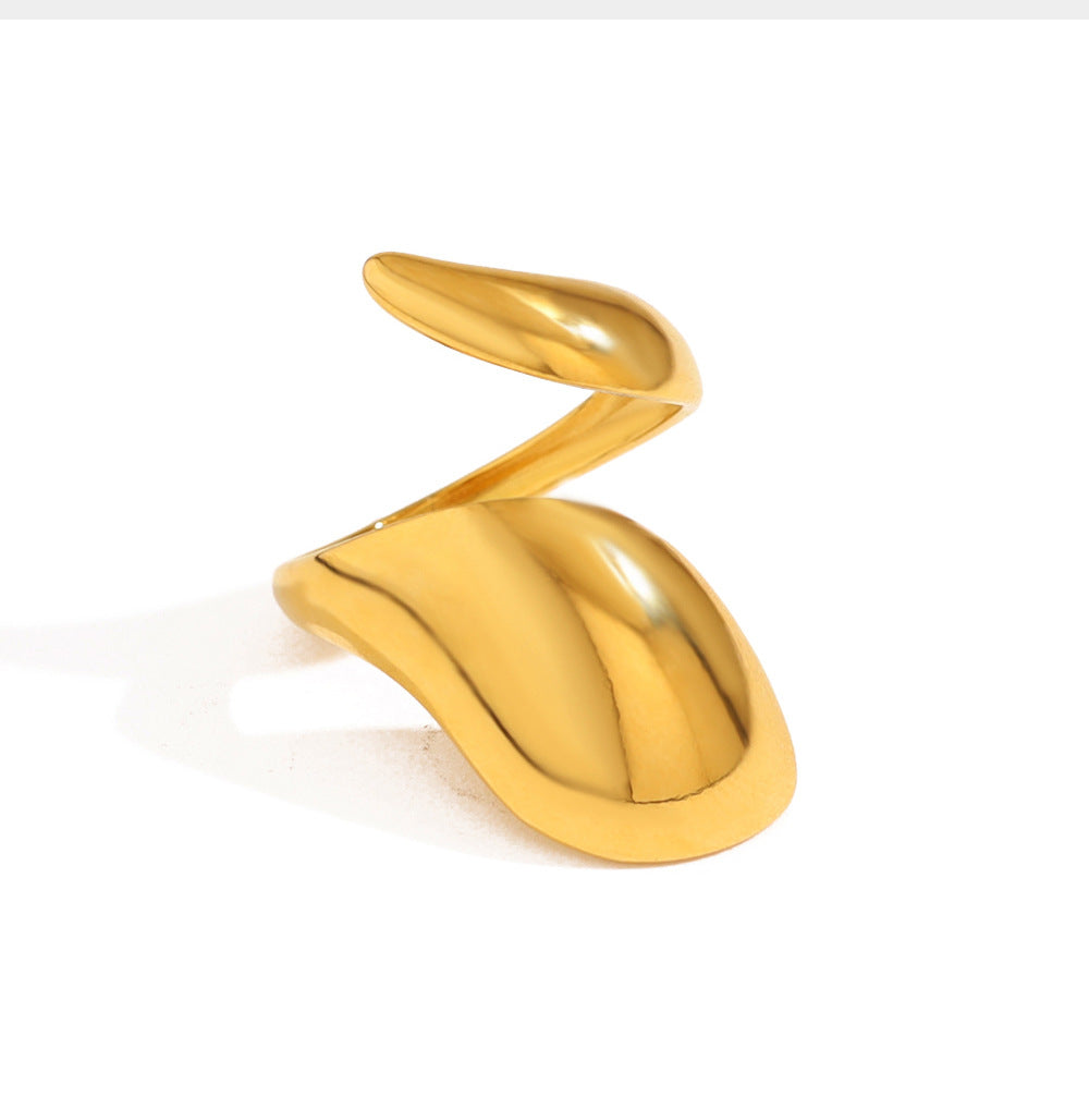 Gold Titanium Steel Irregular Open Ring