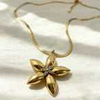 Flowers 304 Stainless Steel Diamond Flower Necklace