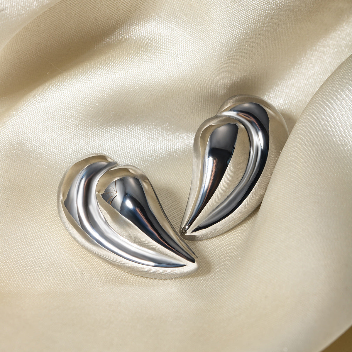Fashion Silver Stainless Steel Stitched Love Earrings