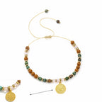 Saint Benedict Colorful Natural Stone Beaded Portrait Bracelet