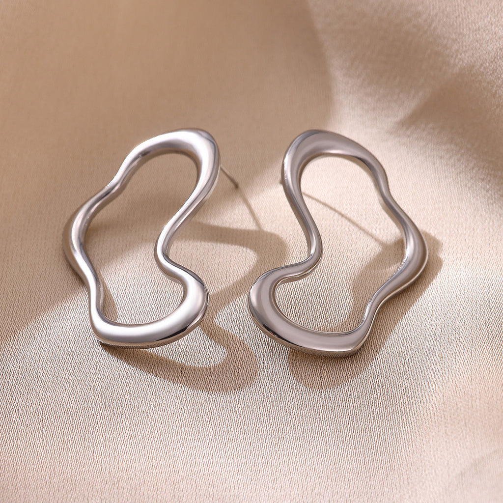 Gold Irregular Lines Statement Personality Minimalist Earrings