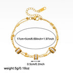 Gold Gold-plated Double-layer Chain Stainless Steel Diamond-set Round Bracelet