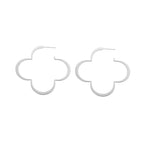 Silver Stainless Steel Four-leaf Clover Earrings