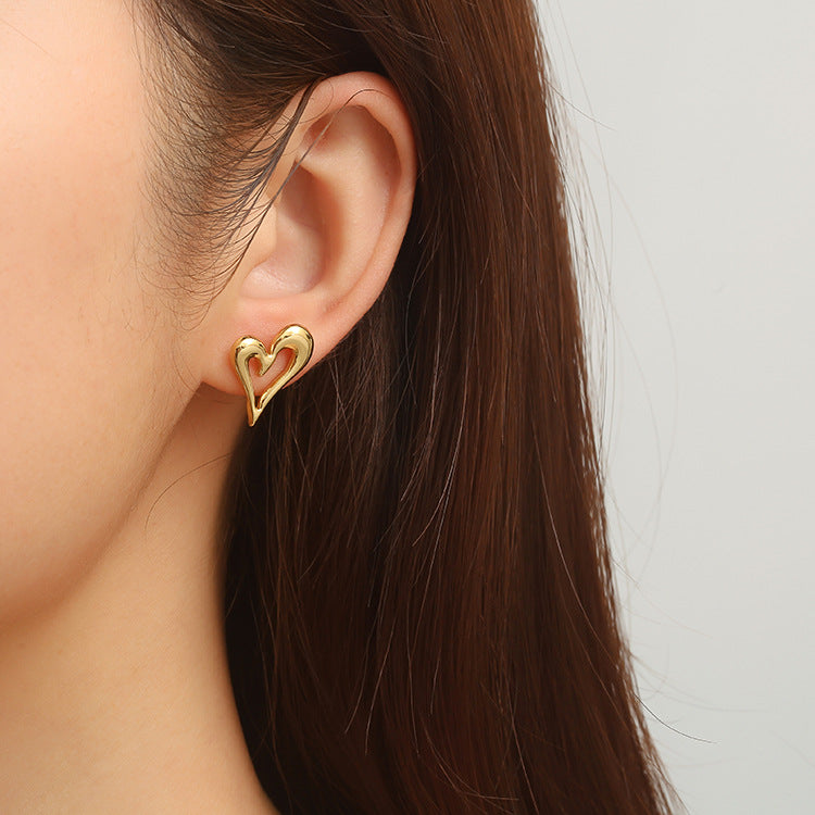 Earrings 2# Stainless Steel Diamond-studded Oval Heart Bow Drop-shaped Geometric Earrings