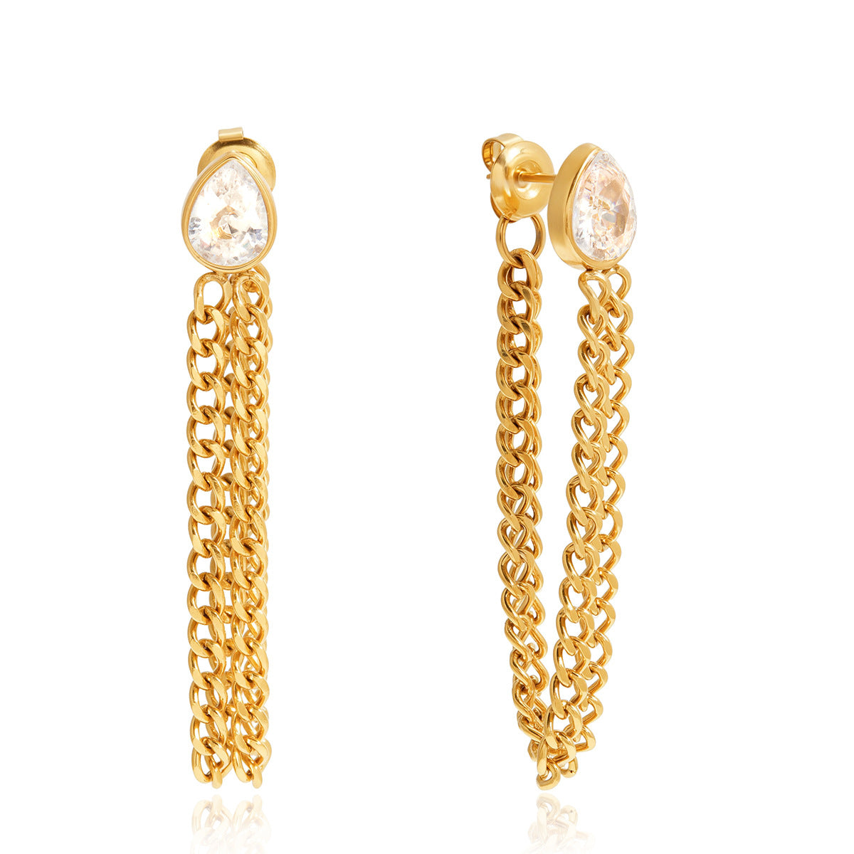 Earring Stainless Steel Diamond-encrusted Chain Earrings