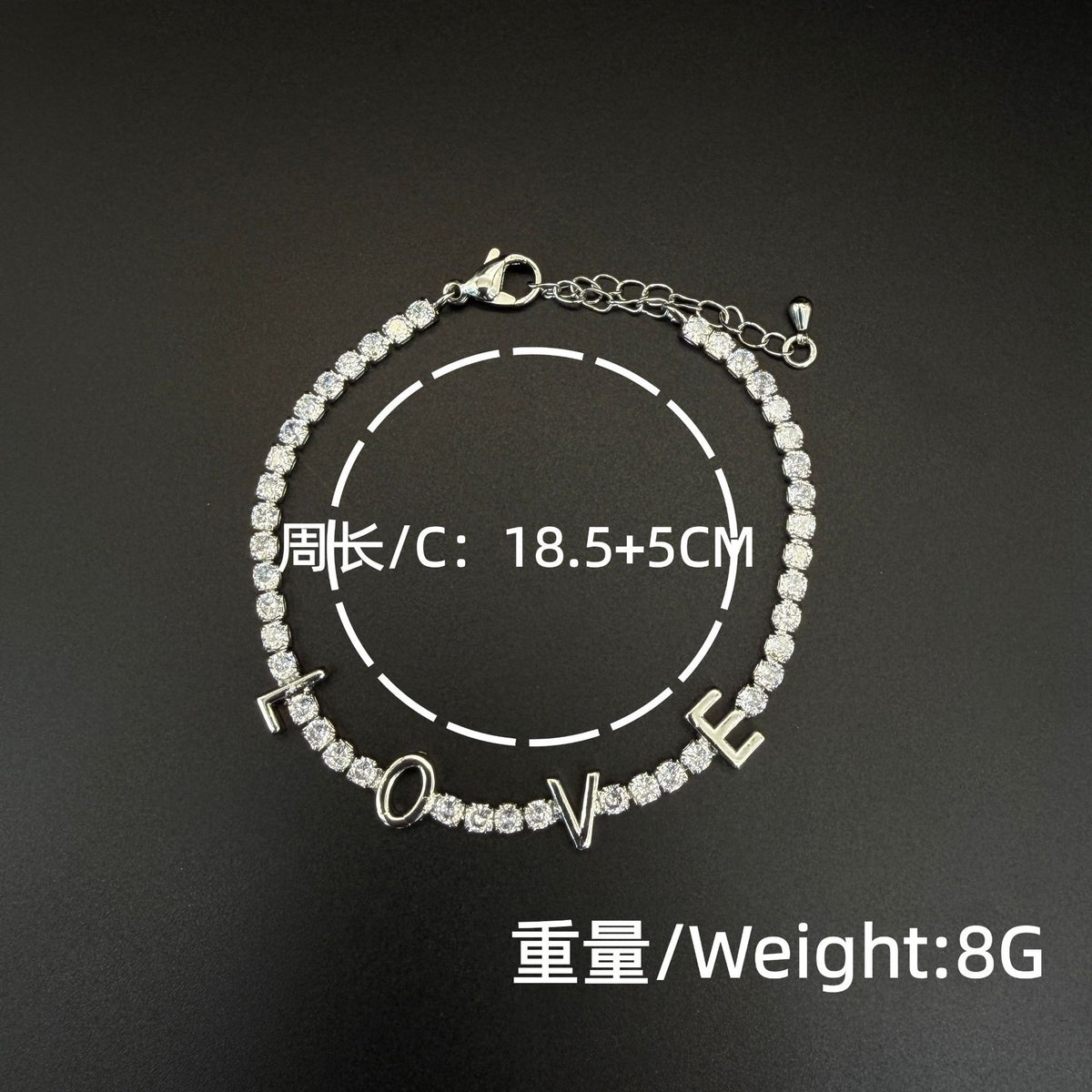 White Gold Mama Metal Diamond-encrusted Letter Bracelet