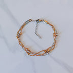 Three-color Gold Stainless Steel Multi-layered Round Snake Bead Bracelet