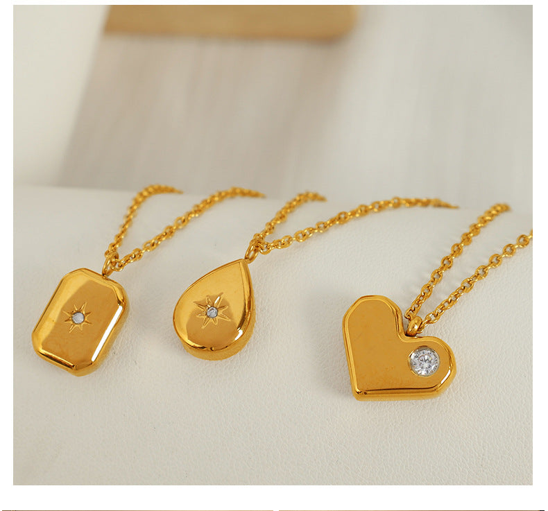 Fashion Love Titanium Steel Diamond Love Necklace