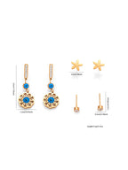 C-shaped Hoop Earrings Set Heart Star Bowknot Steel Stud Earrings