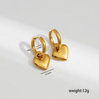 All Gold Stainless Steel Heart-shaped Earrings