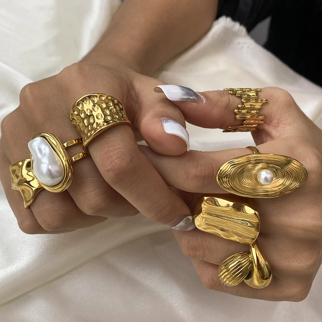 Ring 7# Stainless Steel Irregular Ring