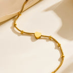 Gold Stainless Steel Beaded Heart Bracelet