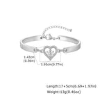 Gold Stainless Steel Diamond-encrusted Heart Bracelet