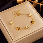 Bracelet #1 Stainless Steel Diamond-encrusted Snake Bone Bracelet