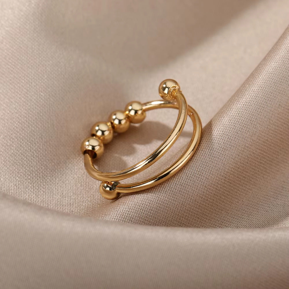 Ring 4# Stainless Steel Beaded Ring